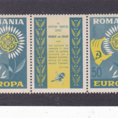 EXIL ROMANIA,PROPAGANDA COMUNISTA,EUROPA CEPT 1964 TRIPTIC CU VINIETA,MNH.