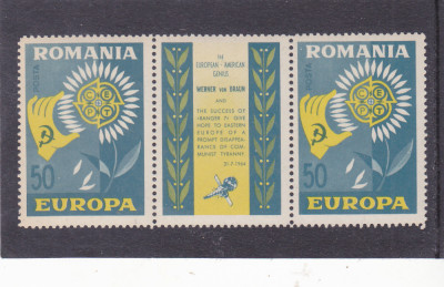 EXIL ROMANIA,PROPAGANDA COMUNISTA,EUROPA CEPT 1964 TRIPTIC CU VINIETA,MNH. foto