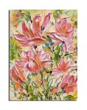 Tablou impasto pictat manual, Crini regali, 40x30cm acril pe panza in relief efect 3D, Kenny Varniote