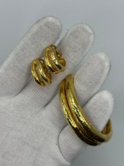 SET AUR 18K - Bratara + Cercei - Facut Manual - Grecia - 49.6g - Doar 395 lei/gr. !
