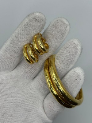 SET AUR 18K - 20K - Bratara + Cercei - Facut Manual - Grecia - 49.6g - 435 lei/gr. ! foto