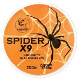 Fir textil Baracuda Spider X9, 200 m, 9 fire impletite paralel, orange-fluo 0.50 mm