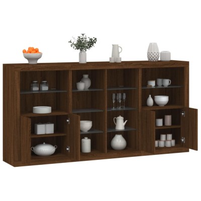 vidaXL Servantă cu lumini LED, stejar maro, 202x37x100 cm 3209190 foto