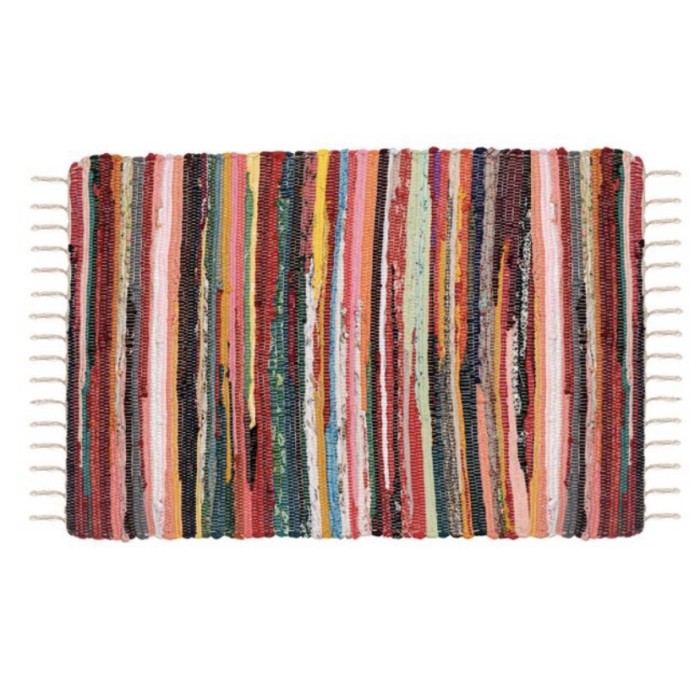 Covor tesut decorativ, colorat cu franjuri scurti, 100x70 cm