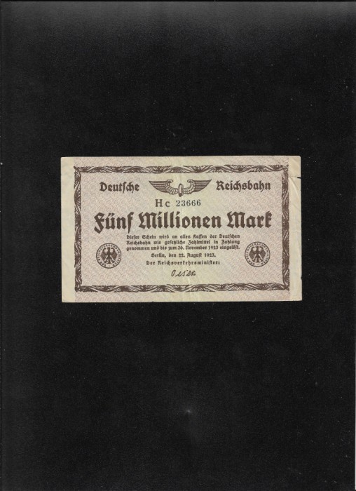 Rar! Germania 5000000 marci mark 1923 Berlin seria23666