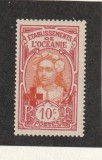 Tahiti (French Oceania, Polynesia) 1915 - Femei tahitiene, Supratipar rosu, Cruce Rosie 5c, MNH, Mi.45
