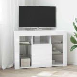 vidaXL Șifonier LED pentru TV colțar Alb lucios 104 x 40 x 68 cm 889789