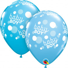 Baloane latex 11&amp;quot;/28 cm Blue - Baby Boy, Qualatex 55988 foto