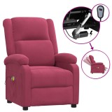 Cumpara ieftin Fotoliu de masaj electric, rosu vin, catifea