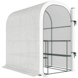 Outsunny Seră de Grădină cu Rafturi și Ușă Rulabilă, Seră pentru Grădină cu Cadru din Oțel, Acoperiș din PE Anti-UV, pentru Legume, Flori și Plante, 1