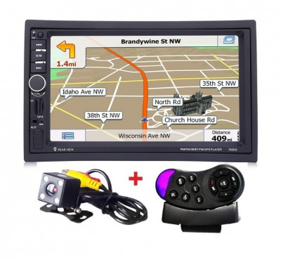 Navigatie 2Din mp5 player auto 7020G, Harti 2018 Full Europa, Rama adaptoare, Suporti, Camera foto