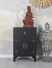 Noptiera exotica din lemn masiv negru MYA039