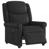 VidaXL Fotoliu rabatabil electric, negru, piele ecologică lucioasă