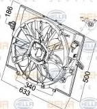 Ventilator, radiator BMW Seria 7 (E65, E66, E67) (2001 - 2009) HELLA 8EW 351 041-271