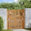 Poarta Gradina Otel Corten Ondulat 105x105cm, Design Rustic, Sistem Blocare &amp; Chei, Montaj Facil, Antirugina