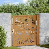Poarta Gradina Otel Corten Ondulat 105x105cm, Design Rustic, Sistem Blocare &amp; Chei, Montaj Facil, Antirugina