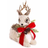 Figurina Ren Craciun fibre naturale multicolore 21 x 10 x 24,5 H