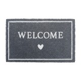 Covoras intrare casa PVC fibre cocos gri alb Welcome 75x45x1 cm