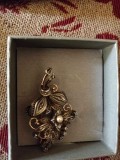 Broșă art nouveau aur.argint perle și diamante