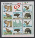 121-DPR KOREA-1992-Bloc cu 2 serii PASARI-Expozitia mondiala Granada