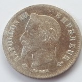 Moneda Argint Franța 20 Centimes 1866 A Napoleon III Paris Argint