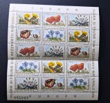Rom&acirc;nia 1983 Europa Flora și Fauna din Rezervații Naturale Coală / Mini-Coală 15v (5 x 3 serii) Neștampilată Numerotată - A90