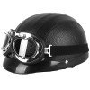 Casca Moto Retro Piele Chopper Vespa Neagra Cozoroc + Guler Detasabil Marimea L (59-60cm) Scuter