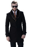Palton barbati negru cu blana maro B138