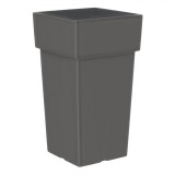 Ghiveci Patrat pentru Flori, Plastic, Gri, Capacitate 26 l, 27x27x49 cm