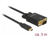 Cablu USB tip C la VGA (DP Alt Mode) Full HD 1080p 3m T-T Negru, Delock 85263