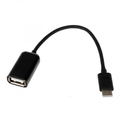 Cablu adaptor OTG USB-C USB 3.0 Type-C Male la USB 2.0 Female 15 cm, negru foto