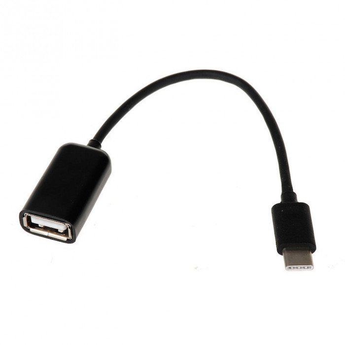 Cablu adaptor OTG USB-C USB 3.0 Type-C Male la USB 2.0 Female 15 cm, negru
