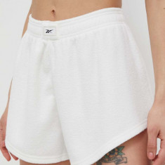 Reebok Classic pantaloni scurți femei, culoarea alb, uni, high waist HT7853-NONDYE