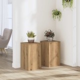 Set 2 Suporturi Plante vidaXL, Stejar Artizanal, 30x30x50cm, Lemn Prelucrat, Interior, Maro