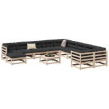 Gossi set canapele de gradina, 12 piese, lemn masiv de pin