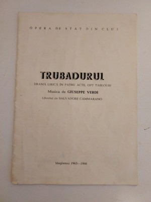DD- Program sala Trubadurul, Verdi, Opera e Stat din Cluj, Stagiunea 1965-1966 foto