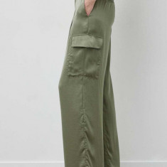 BA&SH pantaloni CARY femei, culoarea verde, drept, high waist, 1E24CARY