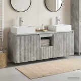 Cumpara ieftin Set dulap baie 3 buc. Gri Beton 129 x 41 x 79,5 cm