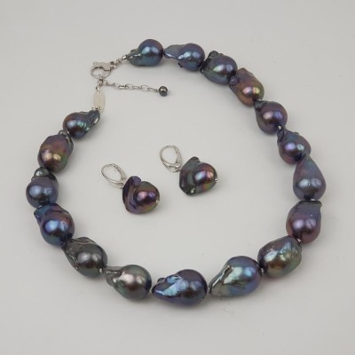 Set Imposing din perle baroc negre foto