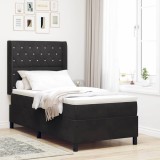 VidaXL Pat cu boxă spring LED și saltea Negru 90 x 190 cm Catifea
