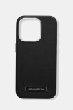 Karl Lagerfeld carcasă de telefon iPhone 15 Pro culoarea negru, KLHMP15LPGMSRPK