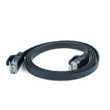 Cablu de retea plat S/STP CAT7 PNI U7015B, Patch, 2 x RJ45, 4 perechi de fire, 32AWG, cupru, 10 Gbps, 600 MHz, 1.5m, negru