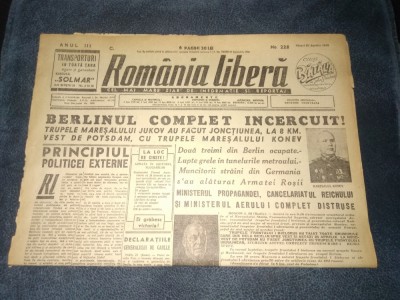 ZIAR ROMANIA LIBERA 27 APRILIE 1945 BERLINUL COMPLET INCERCUIT foto