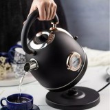 Ceainic, fierbator electric cu termometru, otel inoxidabil, negru/auriu roz 1,8 l, 1850-2200 W, Klausberg