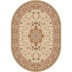 Covor Oval Model Lotos 523-100, Bej, Crem, Inaltime Fir 8 mm, Marime 150 x 230 cm, Antialergic, Polipropilena, Living, Dormitor, Sufragerie, Birou