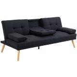 HOMCOM Canapea Extensibilă cu 3 Locuri, 2 Brațe Detașabile și Suport pentru Pahare, 181x77x78 cm, Gri antracit | Aosom Romania