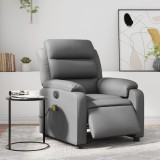 VidaXL Fotoliu de masaj electric rabatabil, gri, piele ecologică