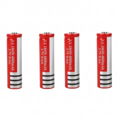 Set de 4 Acumulatori IdeallStore®, GH 18650, 6800 mAh, 3.7 V, Li-ion, rosu