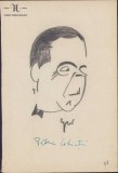 186S Caricatură Petre Ghiață, anii 1930, Geo Dumitrescu, semnată