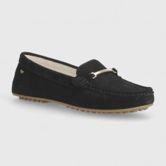 Wojas mocasini din piele intoarsa femei, culoarea negru, cu toc plat, 4621061